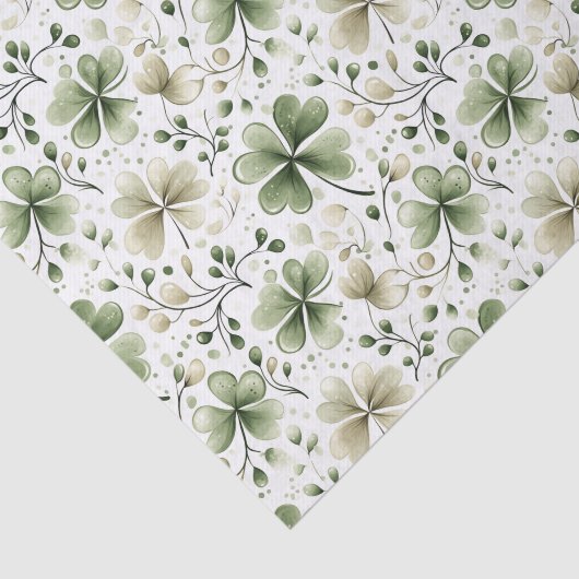Soft Green & Cream Shamrock Pattern Tissue Paper Tissuepapier (Detail)