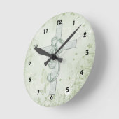 Soft Green Cross en Bow Christelijk Design 2 Ronde Klok (Hoek)