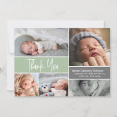 Soft Green Custom Photo Collage Baby shower Bedankkaart (Voorkant)