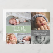 Soft Green Custom Photo Collage Baby shower Bedankkaart (Voorkant / Achterkant)