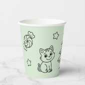 Soft Green Cute Girl and Cat Christmas Design Papieren Bekers (Voorkant)