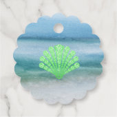Soft Green Diamond Seashell Abstract Zee Bedankjes Labels (Achterkant)