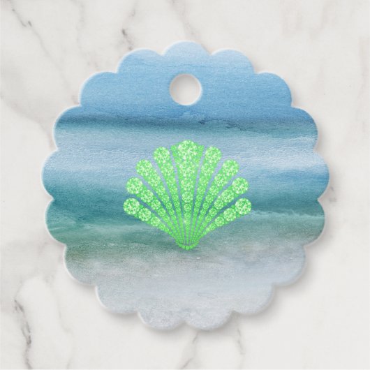 Soft Green Diamond Seashell Abstract Zee Bedankjes Labels (Voorkant)