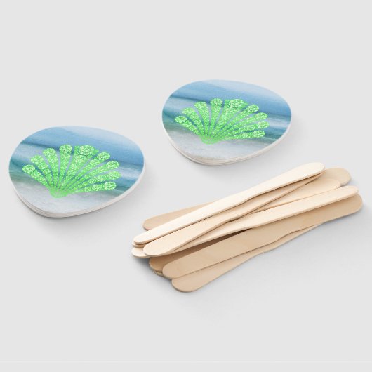 Soft Green Diamond Seashell Abstract Zee Handwaaier (Niet-gemonteerd)