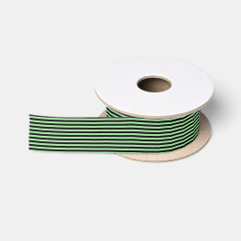 Soft Green en Black Stripes Satijnen Lint