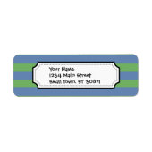 Soft Green en Blue Paars Striped Patroon Etiket (Voorkant)