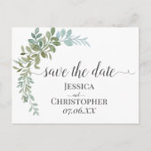 Soft Green Eucalyptus Watercolor Rustic Wedding Aankondigingskaart (Voorkant)