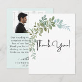 Soft Green Eucalyptus Watercolor Rustic Wedding Bedankkaart (Voorkant / Achterkant)
