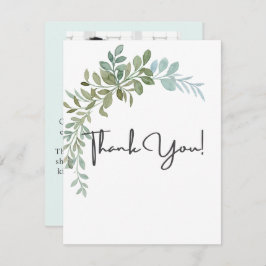 Soft Green Eucalyptus Watercolor Rustic Wedding Bedankkaart
