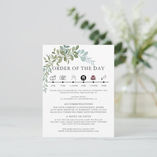 Soft Green Eucalyptus Watercolor Rustic Wedding Informatiekaartje (Staand voorkant)