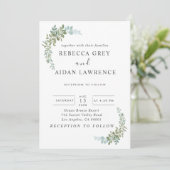 Soft Green Eucalyptus Watercolor Rustic Wedding Kaart (Staand voorkant)