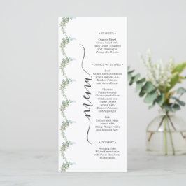 Soft Green Eucalyptus Watercolor Rustic Wedding Menu