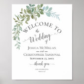 Soft Green Eucalyptus Watercolor Rustic Wedding Poster (Voorkant)