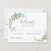 Soft Green Eucalyptus Watercolor Rustic Wedding RSVP Kaartje (Voorkant)