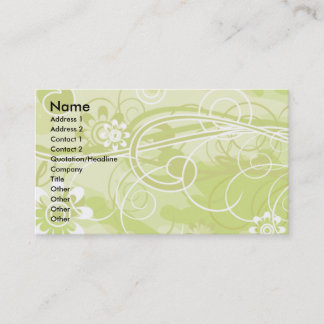 Soft Green Floral and Swirl Pattern Visitekaartje