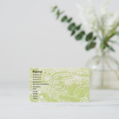 Soft Green Floral and Swirl Pattern Visitekaartje (Staand voorkant)