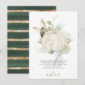 Soft Green Gold Botanical Pumpkin-Vrijgezellenfees Bedankkaart (Voorkant / Achterkant)