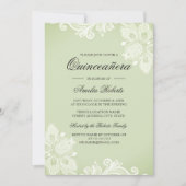 Soft Green  Lace Quinceanera Uitnodiging (Voorkant)