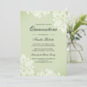 Soft Green Lace Quinceanera Uitnodiging (Staand voorkant)