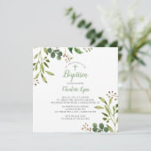 Soft Green Leaf Baptism Invitation Kaart (Staand voorkant)