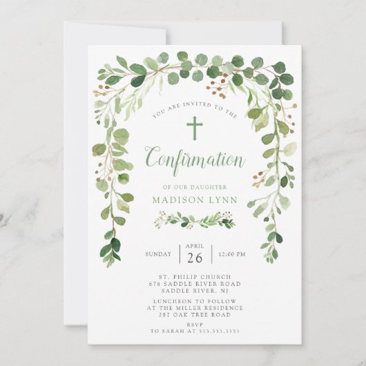 Soft Green Leaf Confirmation Kaart (Voorkant)