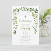 Soft Green Leaf Confirmation Kaart (Staand voorkant)