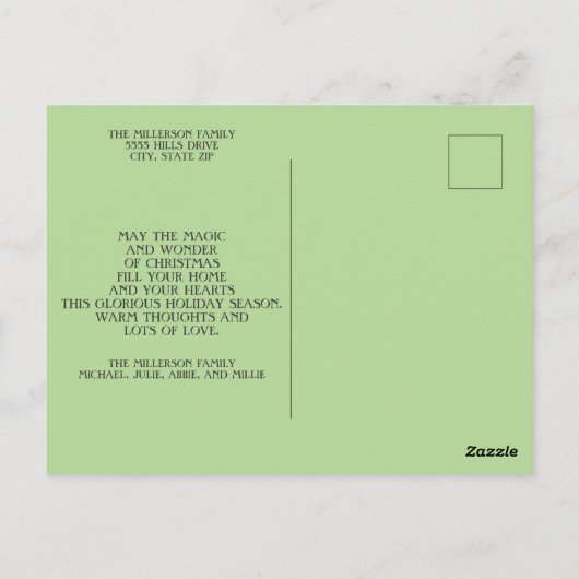 Soft Green Multi Photo kerstfeestay Greep Briefkaart (Achterkant)
