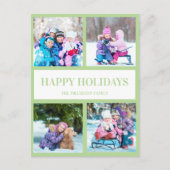 Soft Green Multi Photo kerstfeestay Greep Briefkaart (Voorkant)