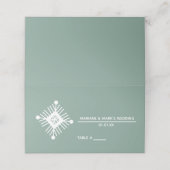 Soft Green Snowflakes Pattern Weddenschap Plaatskaartje (Buitenkant ongevouwen)