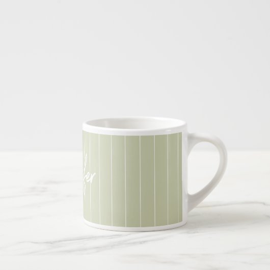Soft Green Striped Hand die de Naam van de Douane Espresso Kop (Rechts)