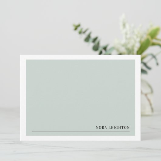 Soft Green Stylish Minimalist Note-Kaart Notitiekaartje (Staand voorkant)
