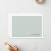 Soft Green Stylish Minimalist Note-Kaart Notitiekaartje (Voorkant / Achterkant in situ)