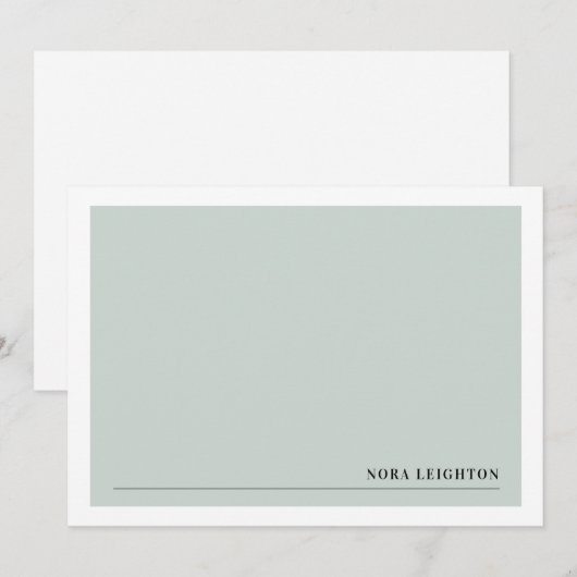 Soft Green Stylish Minimalist Note-Kaart Notitiekaartje (Voorkant / Achterkant)