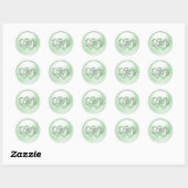 Soft Green Two Hearts Intertwined Wedding Ronde Sticker (Vel)