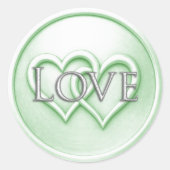 Soft Green Two Hearts Intertwined Wedding Ronde Sticker (Voorkant)