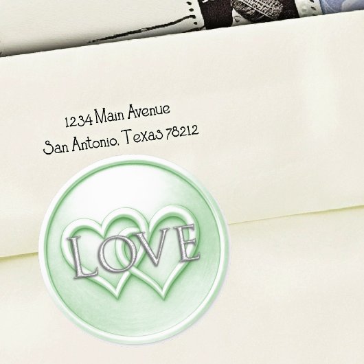 Soft Green Two Hearts Intertwined Wedding Ronde Sticker