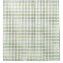 Soft Green White English Country Check Pset Douchegordijn
