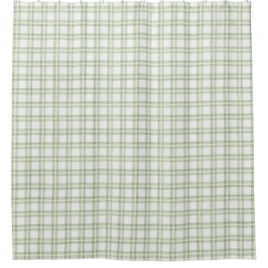 Soft Green White English Country Check Pset Douchegordijn (Voorkant)