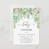 Soft Greenery Baby shower Invitation Kaart (Voorkant / Achterkant)
