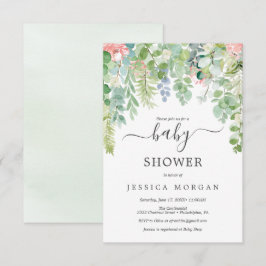 Soft Greenery Baby shower Invitation Kaart