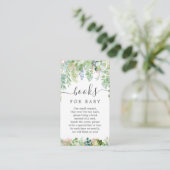 Soft Greenery Book Request Baby shower Card Informatiekaartje (Staand voorkant)