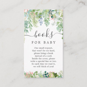 Soft Greenery Book Request Baby shower Card Informatiekaartje