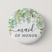 Soft Greenery Bridal Party Button - Maid (Voorkant)