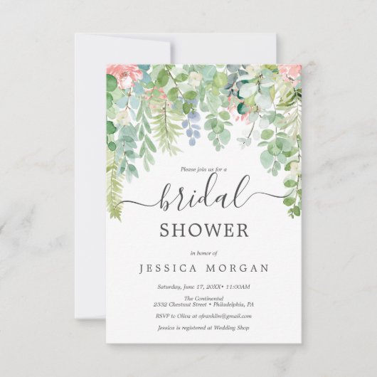 Soft Greenery Bridal Shower Invitation Kaart (Voorkant)