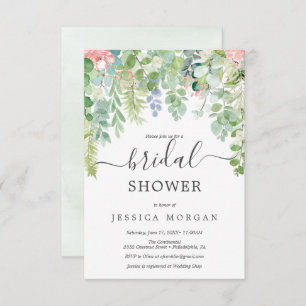 Soft Greenery Bridal Shower Invitation Kaart
