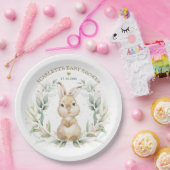 Soft Greenery Bunny Easter Rabbit Baby shower Papieren Bordje (Feest)