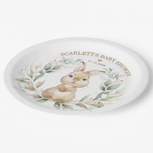 Soft Greenery Bunny Easter Rabbit Baby shower Papieren Bordje (Gekanteld)