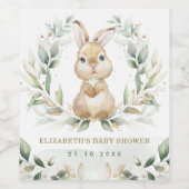 Soft Greenery Bunny Easter Rabbit Baby shower Wijn Etiket (Enkel label)
