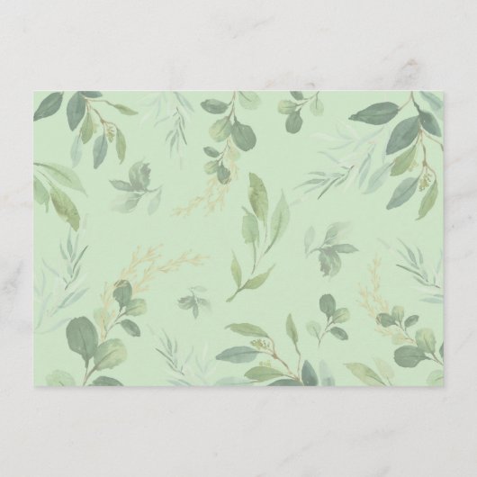 Soft Greenery Gold Baby Elephant Diaper Raffle Informatiekaartje (Achterkant)