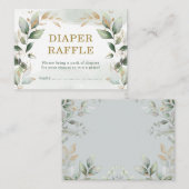 Soft Greenery Gold Baby shower Diaper Raffle Informatiekaartje (Voorkant / Achterkant)
